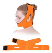 Ansiktsavsmältningsband, Intensiv ansiktslyftande dubbelhaksreducerande bandageband ansiktslyftande dubbelhakshudrem (Orange)
