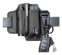 Leather Pocket Organizer Belt Loop with Key Holder for Flashlight Tool Oud
