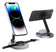 Magnetisk trådlös laddningsstativ för Magsafe-laddare, hopfällbar 15w snabb trådlös laddningsstation för Iphone 14/13/12