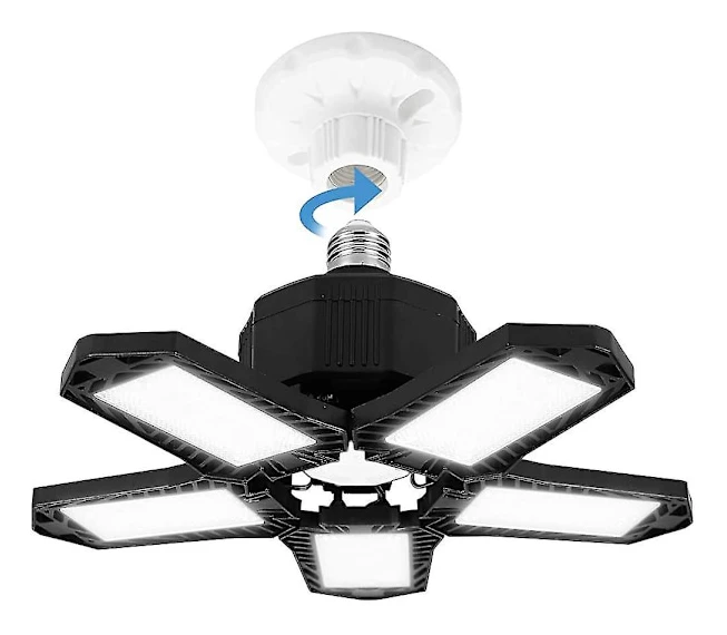 Led Garage Light 120w 10000lm E27 6500k Justerbar 5 Panel Deformerbar