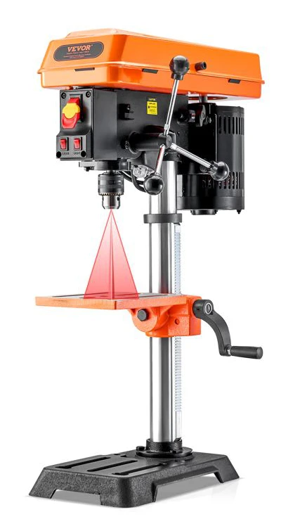 Bänkborrpress 254 mm-VEVOR-550 W-Justerbar hastighet 510/780/1300/1820/2430 rpm-för trä och metall