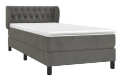 Lamellbotten och madrass - Ej specificerat - 90x190 cm - Mörkgrå sammet - 1 plats - Enkel montering