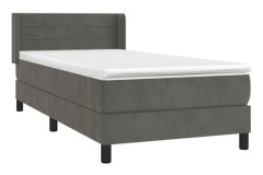 Lamellbotten och madrass - Ej specificerat - 90x190 cm - Mörkgrå sammet - 1 plats - Enkel montering