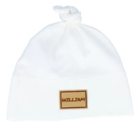 Babybugz - Vit traditionalbeanie Beanie - Kids Baby One-knot Engraved Suede Patch White Beanie @ Hatstore
