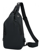 Herrar Axelväska, Män Crossbody Väska, Mini Axeln Bröst Väska, Liten Herr Väska, Svart