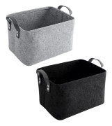 Filtkorg, 2 stycken Filtförvaringskorgar, Filtkorg med Handtag, för Kläder, Handdukar, Toalettsaker, Böcker, etc. (Svart och Grå)
