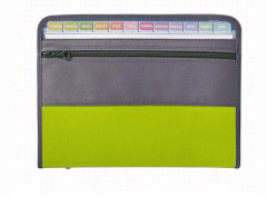 2-pack expanderande mapp A4, 13 fack Dragspelsmapp med dragkedja, dokumentficka green