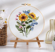 Broderikit för Nybörjare Vuxna, Inkluderar Präglat Blomstermönster, Ram, Färgade Trådar