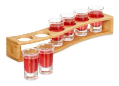 Spritkarta i bambu med 6 glas