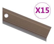 vidaXL L-formade halkskydd för trapp 15 st aluminium 100 cm brun