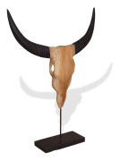 vidaXL Tjurskalleskulptur teak 66x15x88 cm