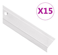vidaXL L-formade halkskydd för trapp 15 st aluminium 90 cm silver