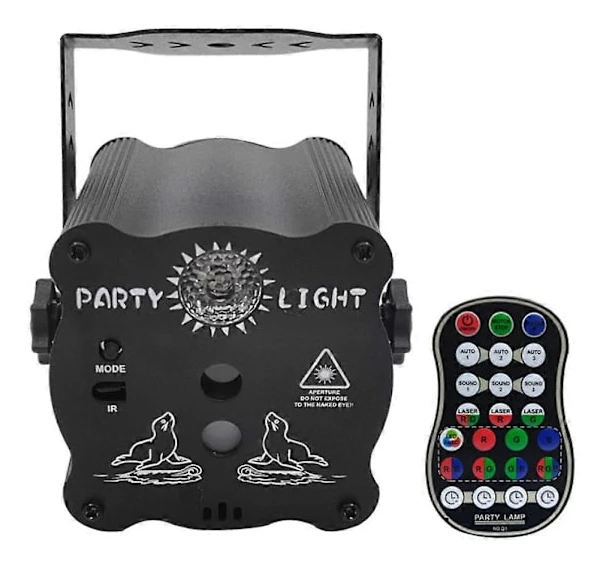DJ Disco Scenljus, LED Ljudaktiverat Ljus RGB Flash Strobe Projektor med Fjärrkontroll