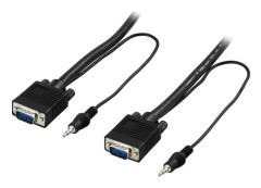 Bildskärmskabel RGB HD15mama utan stift 9 med 3,5 mm ljud 10m