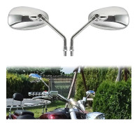 Motorcykelspegel, Universal Krom Motorcykelspegel För Honda, Suzuki, Aprilia Och Cruiser Scooter 2st-silver