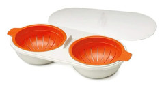 Dubbel Kopps Äggkokare, Mikrovågsugn Perfekt Äggkokare Mikrovågsugn Äggkokare Hemköksredskap Verktyg Matlagningsverktyg (Orange)