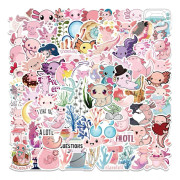 100 st Axolotl-klistermärken Söta Djurklistermärken för Barn Tonåringar Vuxna, Glueewee Vinyl Vattentäta Kawaii Axolotl-klistermärken fo