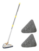 360° Rotationsbar Justerbar Rengöringsmopp Vått & Torrt Dubbel Användning Triangel Händerfri Tvätthandsmopp För Rengöring Av Golv Vägg 2 Cloths Included Blue