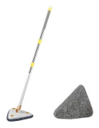 360° Rotationsbar Justerbar Rengöringsmopp Vått & Torrt Dubbel Användning Triangel Händerfri Tvätthandsmopp För Rengöring Av Golv Vägg 1 Cloth Included Random