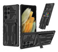 Samsung S22 Ultra Stöttåligt Skal Kickstand & Kortfack ThinArmor V3 Svart
