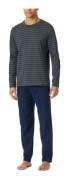 Schiesser Casual Essentials Long Pyjama Round Neck Grå bomull 4XL Herr