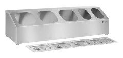 Displaystativ för behållare 3x GN1/6 2x GN1/9 + lock Rostfritt stål