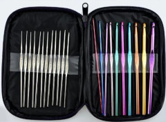 N099 - Set med 22 st. virknålar i aluminium och rostfritt stål