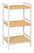 Bambuställ – 3 plankor – natur och vit – 45 x 31,5 x 80 cm