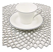 Silver Servetter Set om 6 Tvättsbara Runda Servetter PVC Servetter