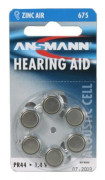 Ansmann AZA 675, zink-kol, knappcellsbatteri, 1,4 V, 6 st, 5,4 mm, 1,16 cm