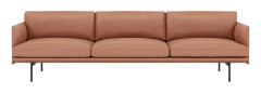 Muuto - Outline Sofa / 3 1/2-seater - Soffa för 3 personer - Cognac Refine Leather - W255 x D84 x H71 x SH40 cm