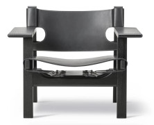 Fredericia Furniture - The Spanish Chair 2226 by Børge Mogensen - Fåtölj - Black Lacquered Oak / Black Saddle Leather - W82,5 x D60 x H67 x SH33 cm