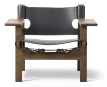 Fredericia Furniture - The Spanish Chair 2226 by Børge Mogensen - Fåtölj - Oiled Smoked Oak / Black Saddle Leather - W82,5 x D60 x H67 x SH33 cm