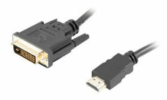 Lanberg - Adapterkabel - dubbel länk - HDMI hane till DVI-D hane - 1.8 m - dubbelt skärmad - svart - tumskruvar, stöd för 4K