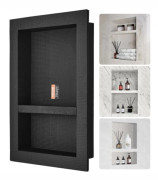 Duschnisch Klar för kakel 40,64 x 60,96 cm, dubbelhyllplan, fyrkantiga hörn Vägginfälld nisch infälld, förseglat skydd Modern tvålförvaringsnisch för