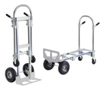 Aluminiumhandtruck, 2 i 1, 800 lbs lastkapacitet, tung industrikonvertibel hopfällbar handtruck och dolly, nyttovagn konverterar från handtruck till p