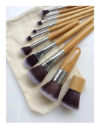 (Pro bamboo) Set med 10 st. populära bambu sminkborstar