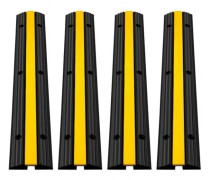 4 paket 1-kanals gummikabelskyddsramper Heavy Duty 18000lbs belastningskapacitet Kabeltråd Sladdkåpa Ramp Fartbump Uppfartsslang Kabelrampskydd