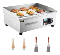 Kommersiell elektrisk grill, 18" Teppanyaki-grill, 2500 W elektrisk plattgrill, elektrisk bänkhäll i rostfritt stål med dropphål, 50-300 â bänkplatta