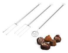Chokladdoppgaffelset, 3-delad chokladpralinbestick, spiralgaffel och 2 gafflar för att ta, hålla och placera - Rostfritt stål