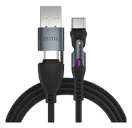 STATIK Kabel 360 Pro Magnetisk Spets USB-C/Lightning/MicroUSB Svart 1m