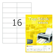 Etikett TopStick universal 8712, A4, 105x37mm Vit, 100 ark (1600 st etiketter)