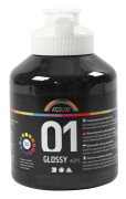 A-color akrylfärg, svart, 01 - blank, 500ml
