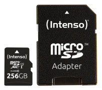 Micro-SD Minneskort med Adapter INTENSO 3423492 256 GB Svart