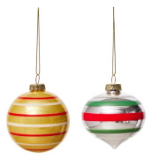 OYOY Living - Vintage Christmas Glass Ball, Pack of 2 - No 3