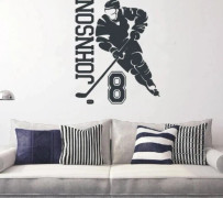Wallstickers - Hockeyspelare / Personligt namn och nummer / Genomskinlig