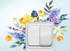Switch-dekal -Gula och blå blommor