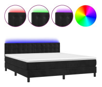 vidaXL Ramsäng med madrass & LED svart 160x200 cm sammet
