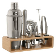 Cocktailset Home ESPRIT Silvrig Naturell Bambu Rostfritt stål 26 x 10,5 x 25 cm