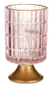 LED-lykta Ränder Rosa Gyllene Glas (10,7 x 18 x 10,7 cm)